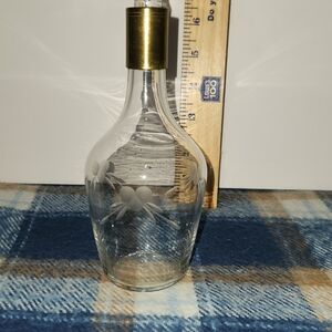 Etched Glass Bottle with Brass Top